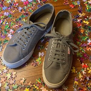 Superga Gray Platform Canvas Sneakers Sz 9 (40)